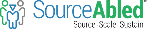 SourceAbled logo with tagline 'Source, Scale, Sustain