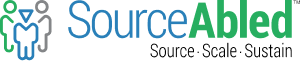 SourceAbled logo with tagline Source. Scale. Sustain.